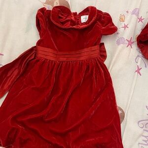 Elegant Velvet Kids Dress in Rich Red